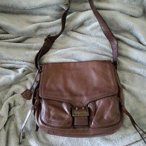 Brown leather cross body satchel Banana Republic